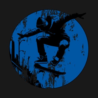 Grunge Urban Skateboarder Graffiti Style - Blue T-Shirt