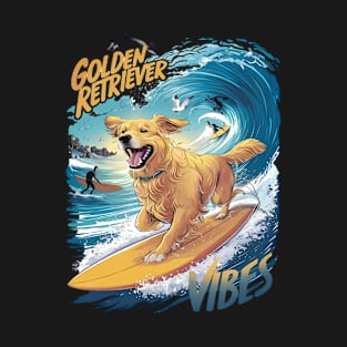 Golden Retriever Surfing Conqueror T-Shirt