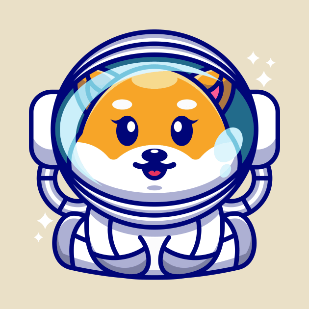 Cute baby shiba inu dog wearing an astronaut suit, cartoon character by Wawadzgnstuff