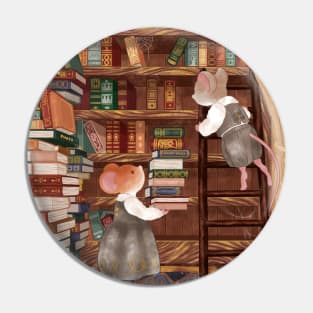 Cottagecore Mice Organizing Dark Academia Library Pin