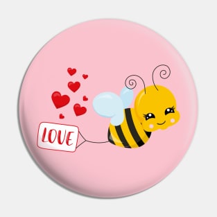 Cute Bee Valentine's day Design Pin