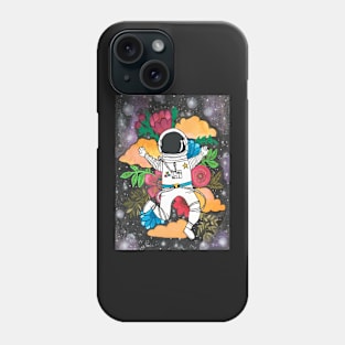 Floral Astronaut floating in outer space Phone Case