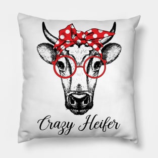 Crazy Heifer Cow Bandana Pillow