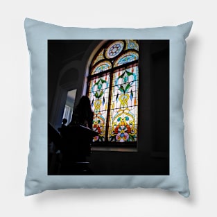 Girl in the Stained Glass window Pillow