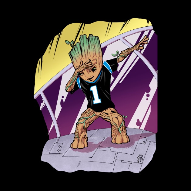 Baby Groot Dabbing (Panther Jersey) by MentalPablum