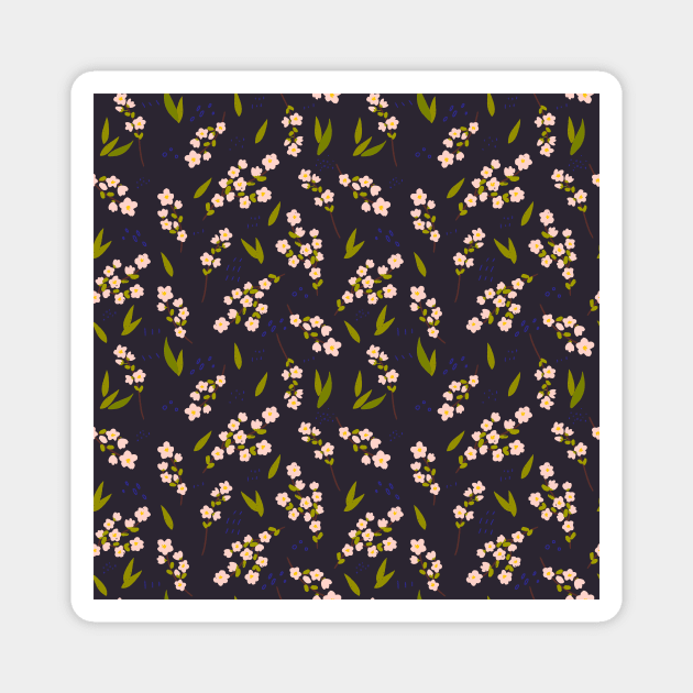 Spring cherry blossom seamless pattern Magnet by TashaNatasha
