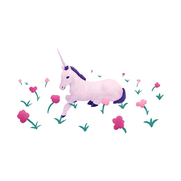 Unicorn Resting in Roses by Annelie