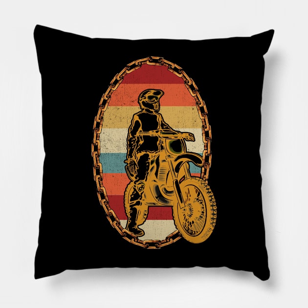 Dirt Bike Motocross Motorcycle Vintage Retro Gift Pillow by sumikoric