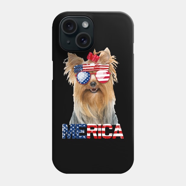 Merica Yorkie Dog American Flag 4Th Of July Phone Case by jrgenbode