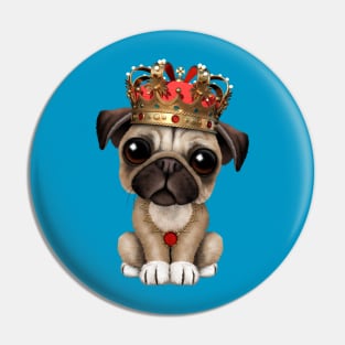 Cute Pug Puppy Wearing Crown Pin