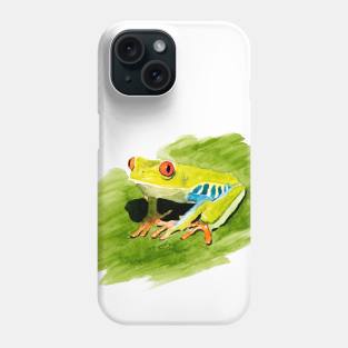 Red Eyed Tree Frog Watercolour Painting Phone Case