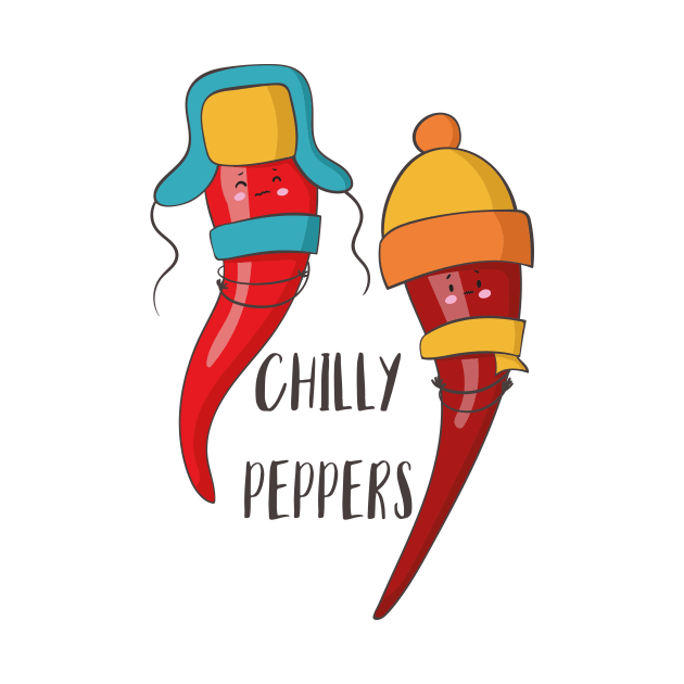 Chilly Peppers- Funny Cold Chilli Pepper in Scarves Gift by Dreamy Panda Designs