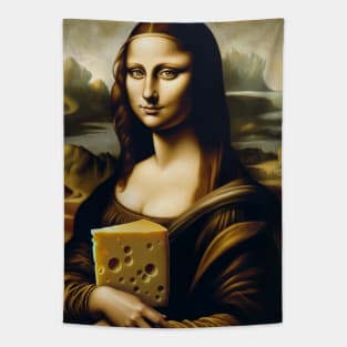 Mona Lisa Cheese Connoisseur: Celebratory National Cheese Lover Day Tapestry