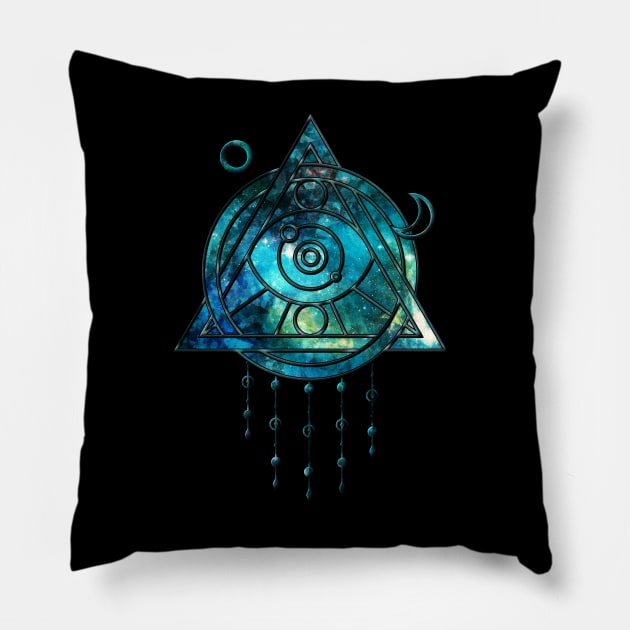 Sacred Geometry Cosmos Wicca Spiritual Pillow by Foxxy Merch