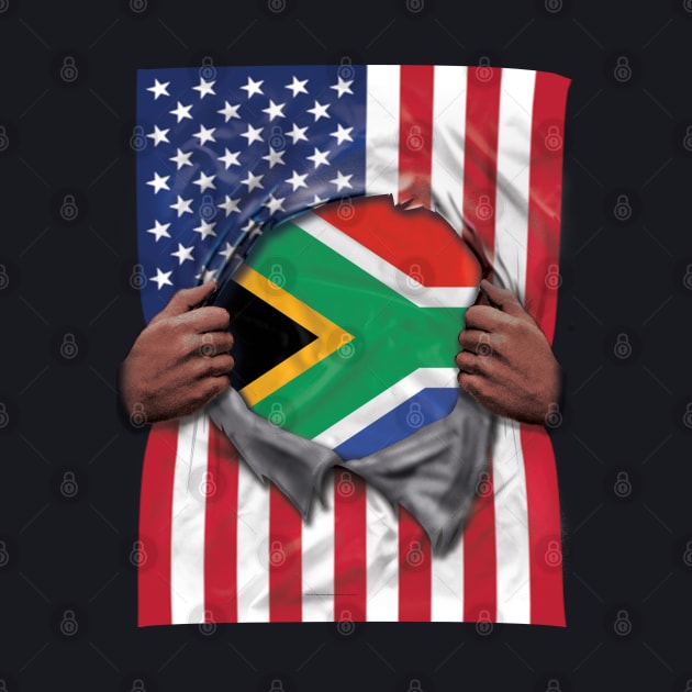 South Africa Flag American Flag Ripped - Gift for South African From South Africa by Country Flags