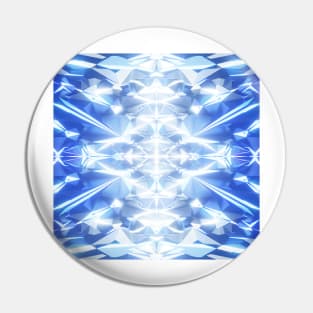 Bright Blue Fractal Kaleidoscope Design Pin