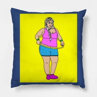 Colorful sporty retro woman Pillow