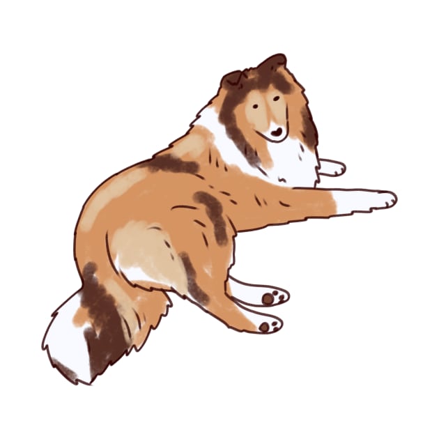 Collie rough dog sitting by Mayarart