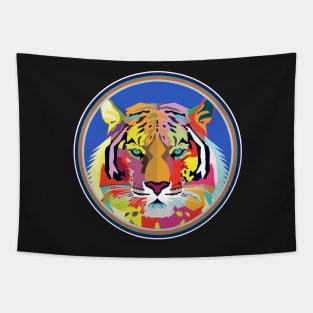 Tiger Shirt Colorful Pop Art Tiger's Head Geometric Tapestry