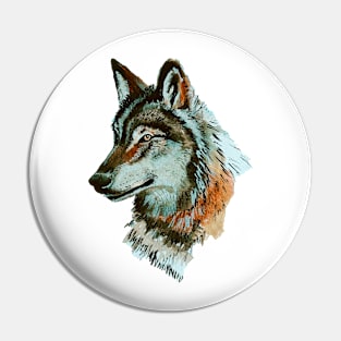 Watercolor Wolf Pin