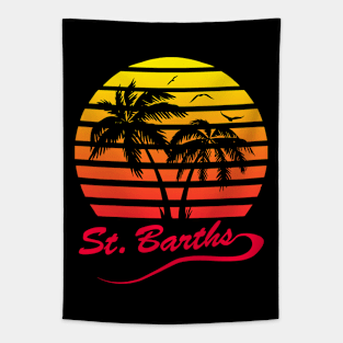 St. Barths 80s tropical sunset Tapestry