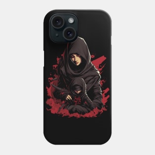 Mom Ninja: Red & Black Pop Art Comic Design - Channel the Power of Maternal Heroes Flat Out! Phone Case