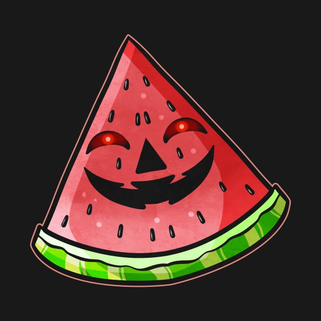 Evil Jack O Lantern Face in Watermelon Halloween by SinBle