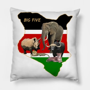 BigFive on safari in Kenya / Africa Pillow