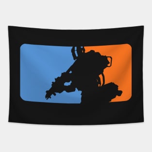 Shoot the Runner-Major League Titanfall 2 (Blue, Transparency, Orange) Tapestry