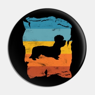 Dandie Dinmont Terrier Distressed Vintage Retro Silhouette Pin