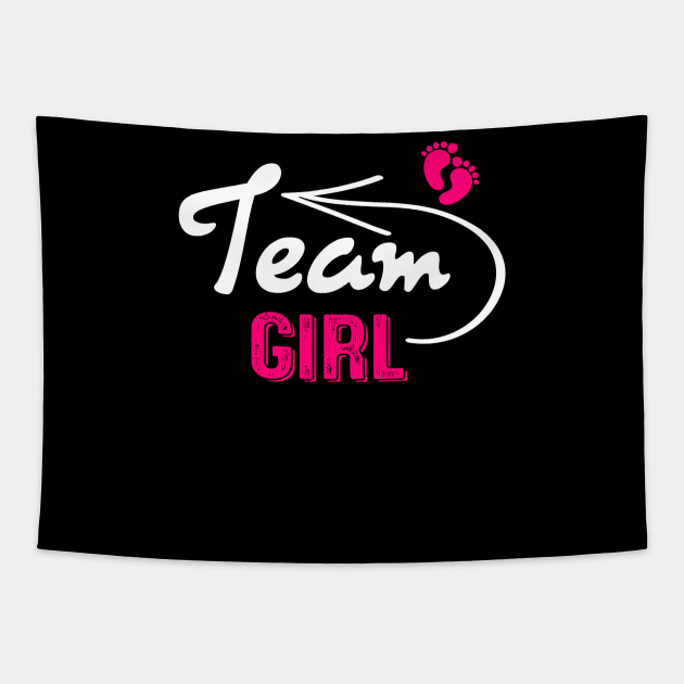 Funny Gender Reveal Team Girl Pink Pregnancy Announcement Tapestry by nvqdesigns