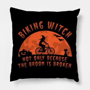 Biking Witch Halloween Biking Couple Pillow