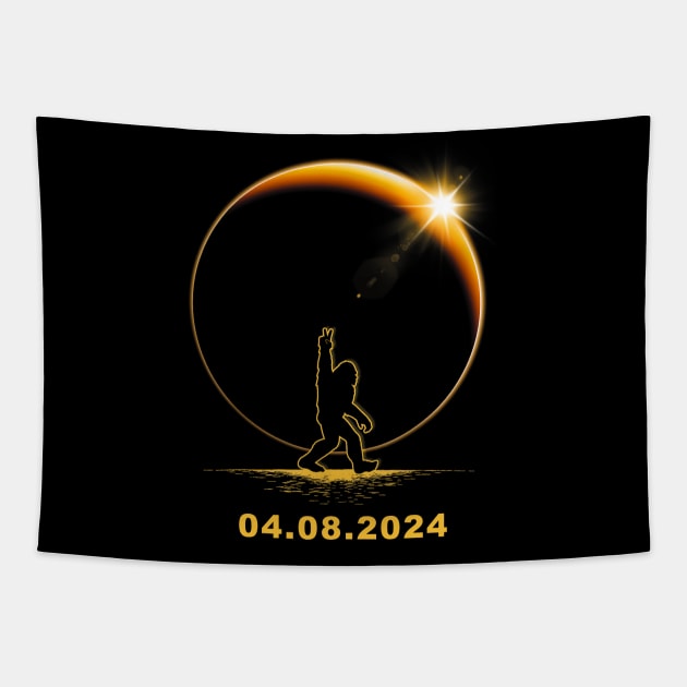 Bigfoot Total Solar Eclipse America Tapestry by Derrick Ly