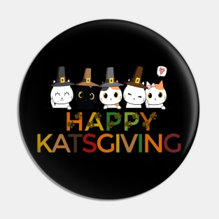 Happy Katsgiving Thanksgiving Cats Lovers Pilgrim Hat Pin