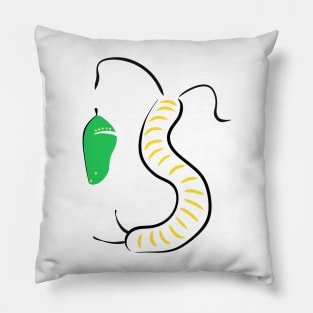 Wiggly Monarch Caterpillar And Chrysalis Pillow