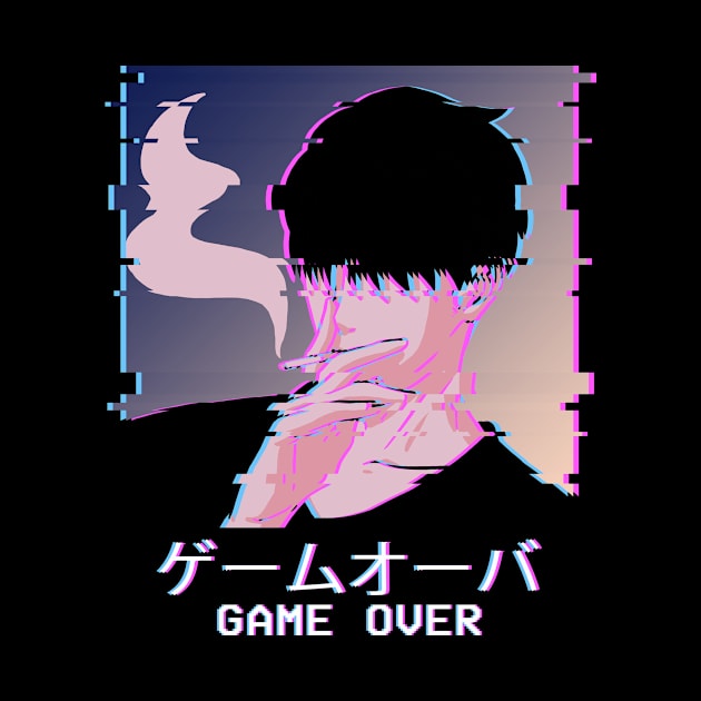 Emo Anime Boy Game Over Lofi Vaporwave Otaku Weeb by Alex21