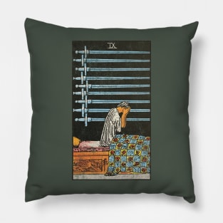 Nine of swords tarot card (distressed) Pillow