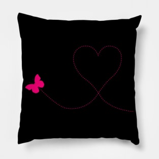 pink heart  butterfly Pillow