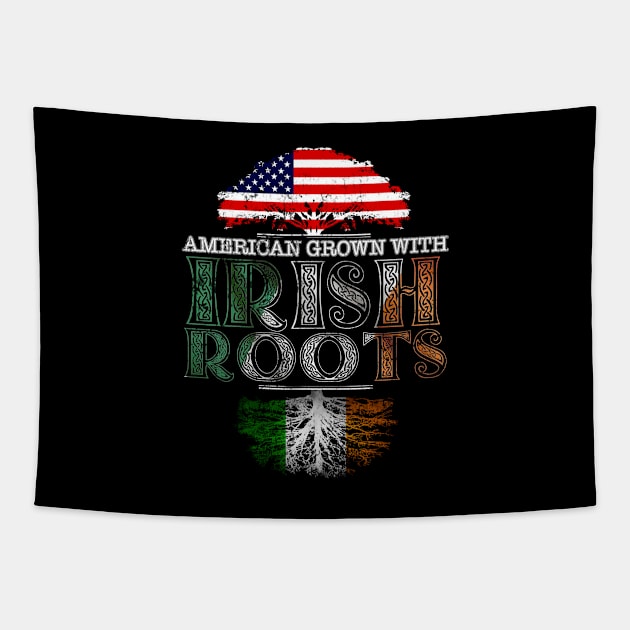 Vintage Proud American Grown With Irish Roots - Gift for St Patricks Day From Irish Tapestry by Country Flags