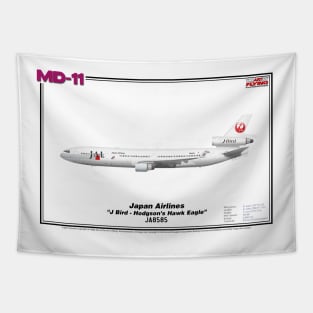 McDonnell Douglas MD-11 - Japan Airlines "J Bird - Hodgson's Hawk Eagle" (Art Print) Tapestry