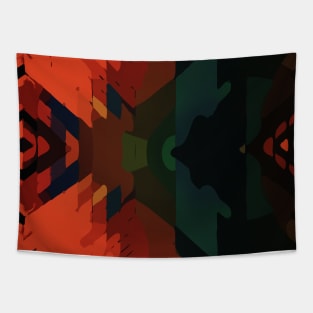 Bright Orange Black Geometric Abstract Pattern Tapestry