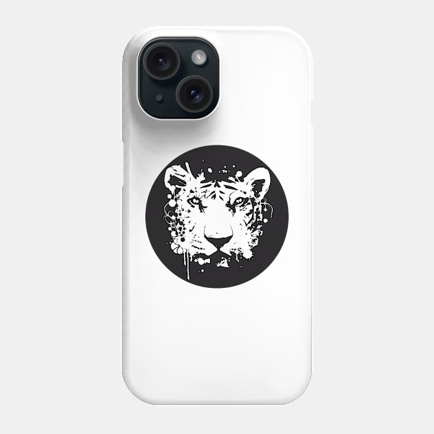 white graffiti tiger head Phone Case by Kisho