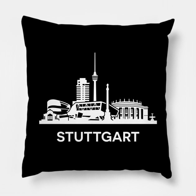 Stuttgart Skyline, white Pillow by yulia-rb