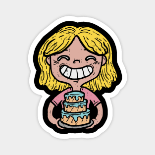 Cute laughing Cupcake Baking Girl - Funny Cake Dealer Gift Magnet