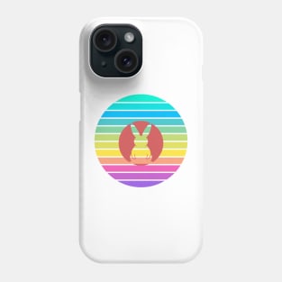 Cute Bunny - Rabbit on a Retro Multicolor Sunset Design Phone Case