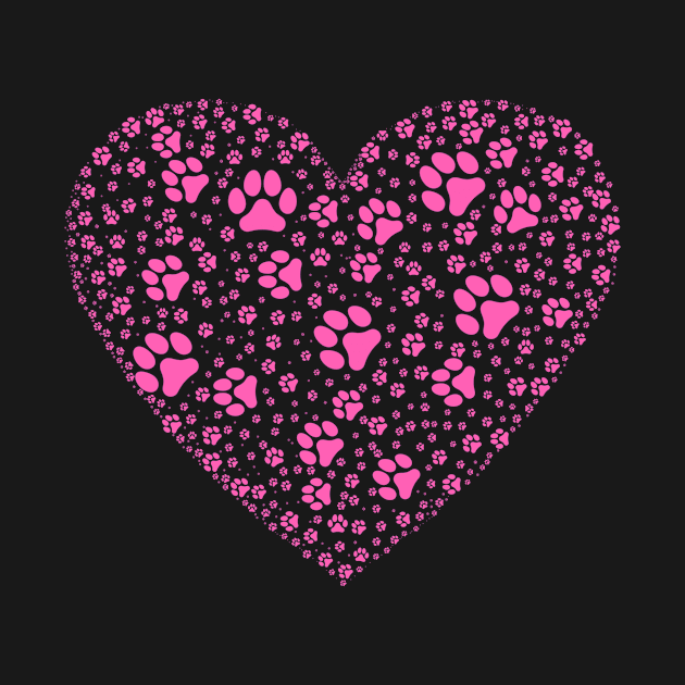 Pink Heart with Paw Prints by Designs_by_KC