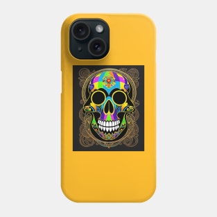 Skull colorful mandala art number 43 Phone Case