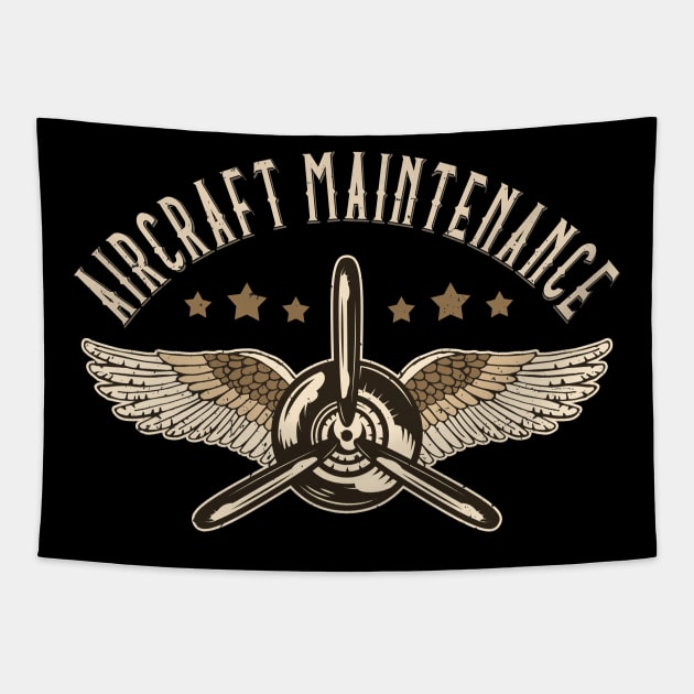 Aircraft  Maintenance Airplane Aircraft Mechanic Tapestry by Foxxy Merch