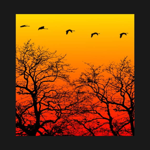 Goose Geese Sunrise Goose Flight Winter by Monstershirts