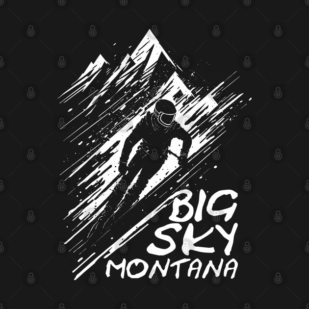 Big Sky Montana Skiing Graphic Art by TMBTM